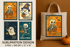 Halloween Postage Stamp Sublimation Cute Ghost Bundle Product Image 5