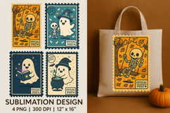 Halloween Postage Stamp Sublimation Cute Ghost Bundle Product Image 6