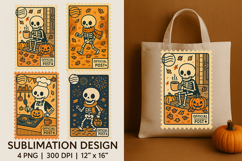 Halloween Postage Stamp Sublimation Cute Ghost Bundle Product Image 7