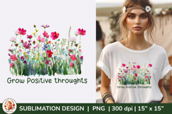 Wildflower Summer Shirt Sublimation, Floral Cottagecore PNG Product Image 1
