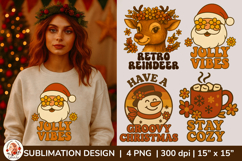 Groovy Christmas Sublimation,Retro Santa, Reindeer &amp; Snowman Product Image 1