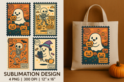 Halloween Postage Stamp Sublimation Cute Ghost Bundle Product Image 3
