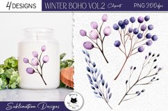 Watercolor Boho Winter Clipart Vol.2 | Botanical Clipart Product Image 1