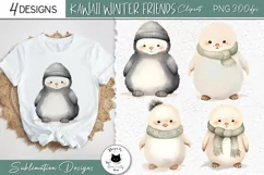 Cute Baby Animal Sublimation Designs | Kawaii Winter Clipart Product Image 1