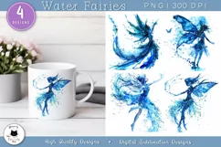 Watercolor Water Fairy Clipart | Mystical Sublimation Design Product Image 1