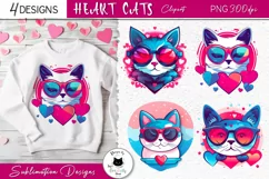 Love Cats Valentine Clipart | Funny Cat Sublimation Designs Product Image 1