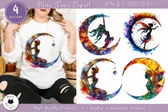Mystical Moon Fairy Clipart | Fantasy Sublimation Designs Product Image 1
