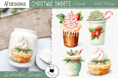 Watercolor Christmas Clipart | Christmas Drink PNG Designs Product Image 1