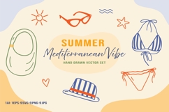 Mediterranean Summer Vector Set | Hand Drawn Beach Clipart Product Image 1