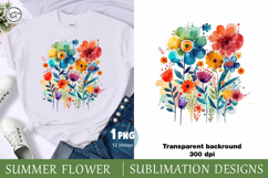 Summer Flowers Sublimation Print Design PNG Product Image 1