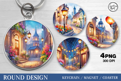 Round Pattern. Summer Night. Coaster/keychain/magnets PNG Product Image 1