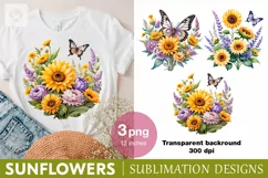 Sunflowers & Butterflies 3 PNG sublimation Product Image 1