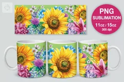Summer Vibes mug PNG sublimation. 11 & 15 oz mug wrap Product Image 1