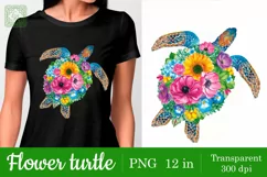 Flower Turtle t-shirt sublimation print design png Product Image 2