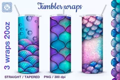 3 Mermaid 20 oz Skinny Tumbler Wrap Sublimations Product Image 1