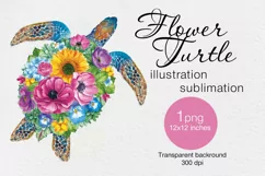 Flower Turtle t-shirt sublimation print design png Product Image 1