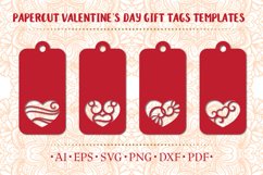 St. Valentine's day gift tags papercut template Product Image 1