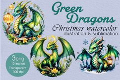3 Dragon 3PNG watercolor Christmas clipart Product Image 1