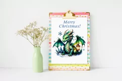3 Dragon 3PNG watercolor Christmas clipart Product Image 2