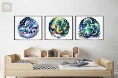 3 Dragon 3PNG watercolor Christmas clipart Product Image 3