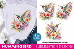 Rainbow Hummingbird sublimation print design PNG Product Image 1