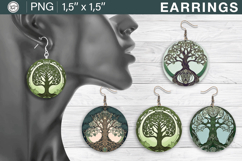Tree of Life earrings sublimation designs, 4 PNG Product Image 1