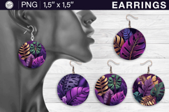 Tropical earrings sublimation designs, 4 PNG Product Image 1