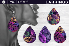 Tropical earrings sublimation designs, 4 PNG Product Image 1