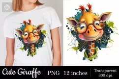Cute giraffe t-shirt sublimation print design png Product Image 2