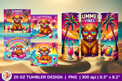 Highland Cow, Beach Tumbler, Tropical Tumbler,Summer Tumbler Product Image 1