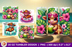 Highland Cow, Beach Tumbler, Tropical Tumbler,Summer Tumbler Product Image 1