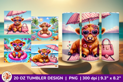Highland Cow, Beach Tumbler, Tropical Tumbler,Summer Tumbler Product Image 1