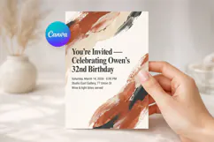 Abstract Birthday Invitation Template Editable, Canva Product Image 1