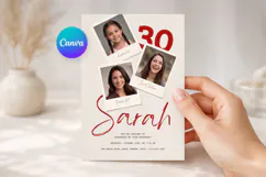 Photo Collage Birthday Invitation Template, Editable Canva Product Image 1