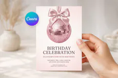 Disco Ball Birthday Invitation Canva Template Product Image 1