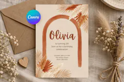 Boho Birthday Invitation Template, Editable Canva Product Image 1