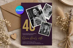 Photo Collage Birthday Invitation Canva Template Product Image 1
