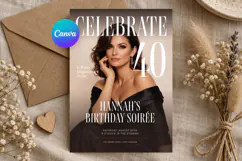 Magazine Cover Birthday Invitation Template, Editable Canva Product Image 1