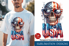 4th of July Skull sublimation print design PNG Product Image 1