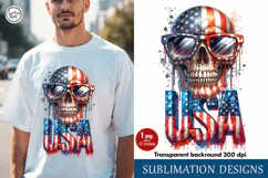 4th of July Skull sublimation print design PNG Product Image 1