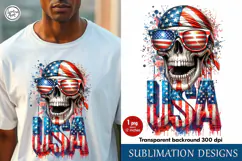 4th of July Skull sublimation print design PNG Product Image 1