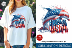4th of July Dolphin sublimation print design PNG Product Image 1