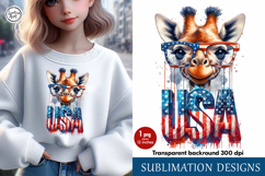 4th of July Giraffe sublimation print design PNG Product Image 1