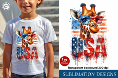 4th of July Giraffe sublimation print design PNG Product Image 1