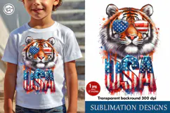 4th of July Tiger sublimation print design PNG Product Image 1