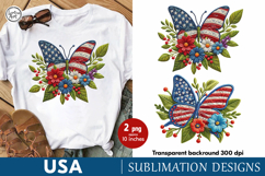 USA. Butterfly. 4th of July. Sublimation design PNG Product Image 1