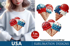 USA. Ice Cream. 4th of July. Sublimation design PNG Product Image 1