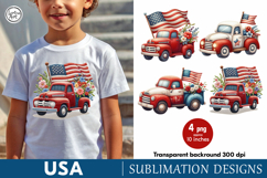 USA. Truck. 4th of July. Sublimation design PNG Product Image 1