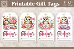 Valentines Gift Tags | Owl | PNG Sublimation Product Image 1