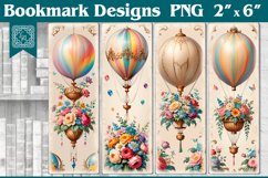 Vintage Hot Air Balloon Printable Bookmark 4 PNG Product Image 1